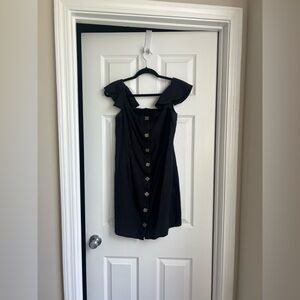 Off the Shoulder Button-Up Dress